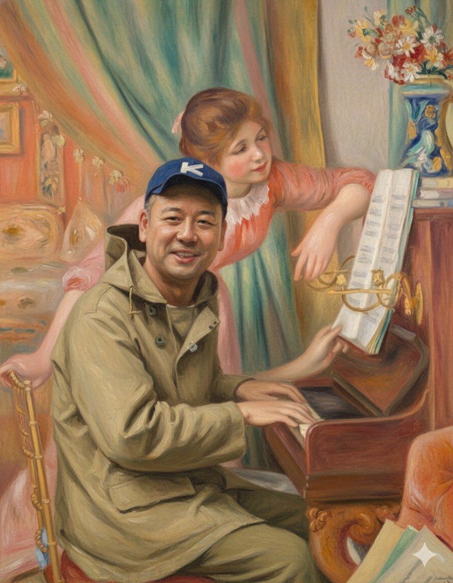 Style Transfer: Renoir's Piano Playing Girls AI image template preview