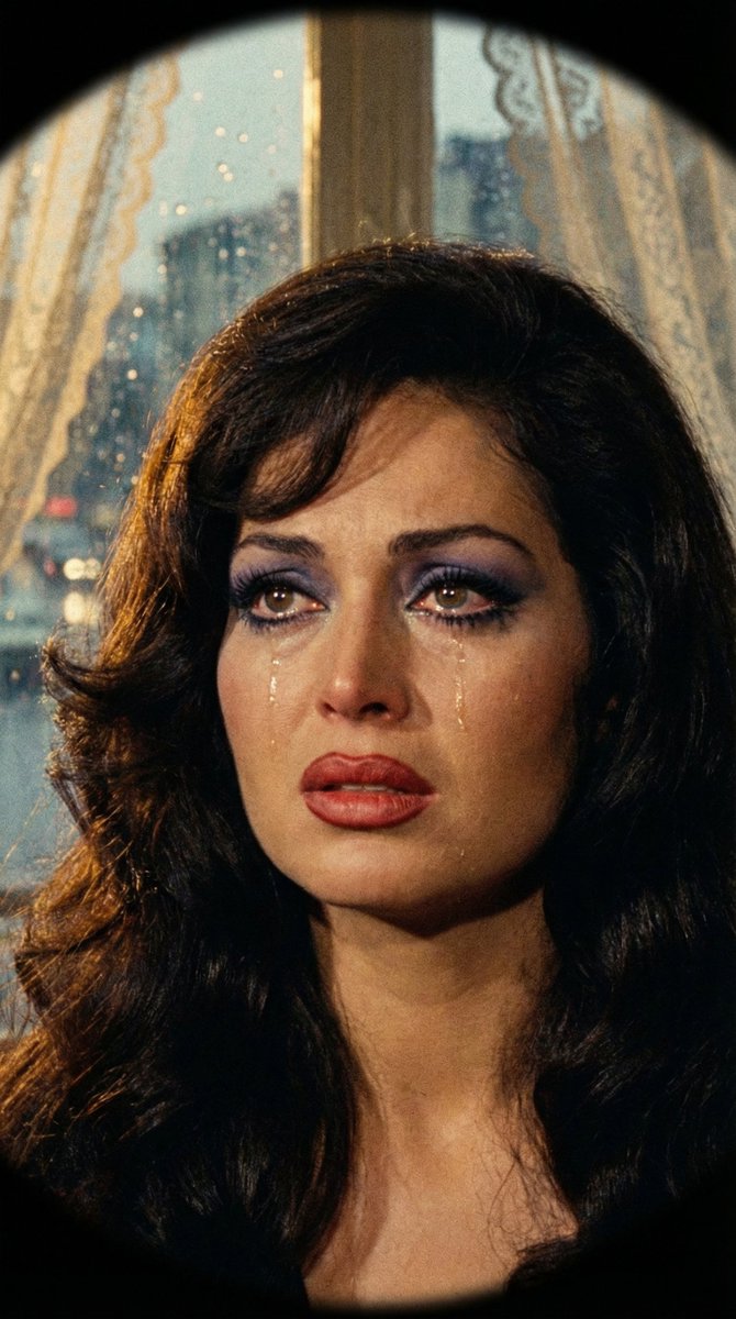 JSON Prompt for 1971 Yeşilçam Cinematic Portrait of Türkan Şoray Crying AI image template preview