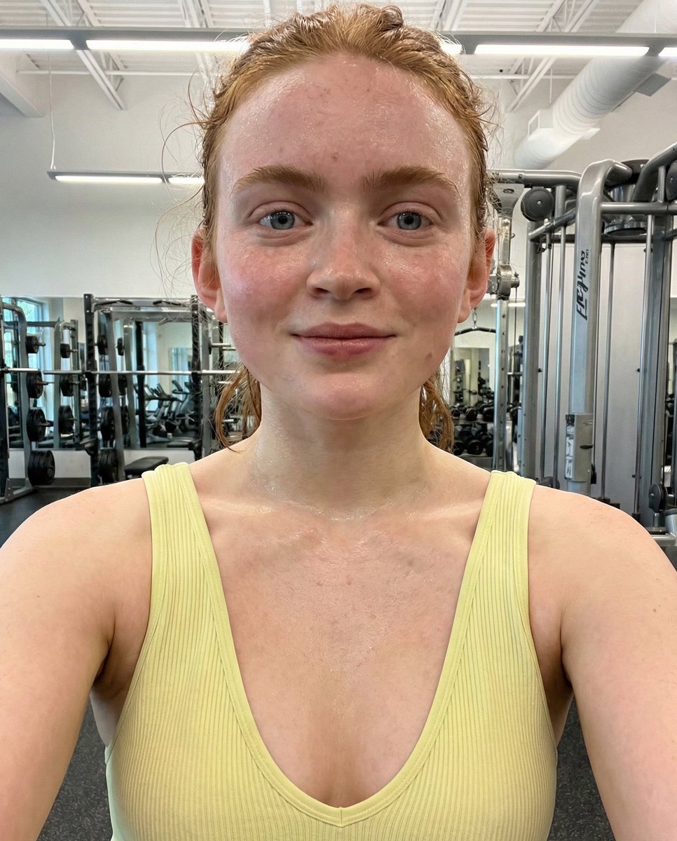 Ana de Armas Sweaty Gym Selfie AI image template preview