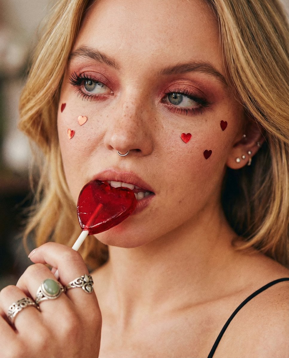 Coquette Soft Grunge Portrait with Lollipop AI image template preview