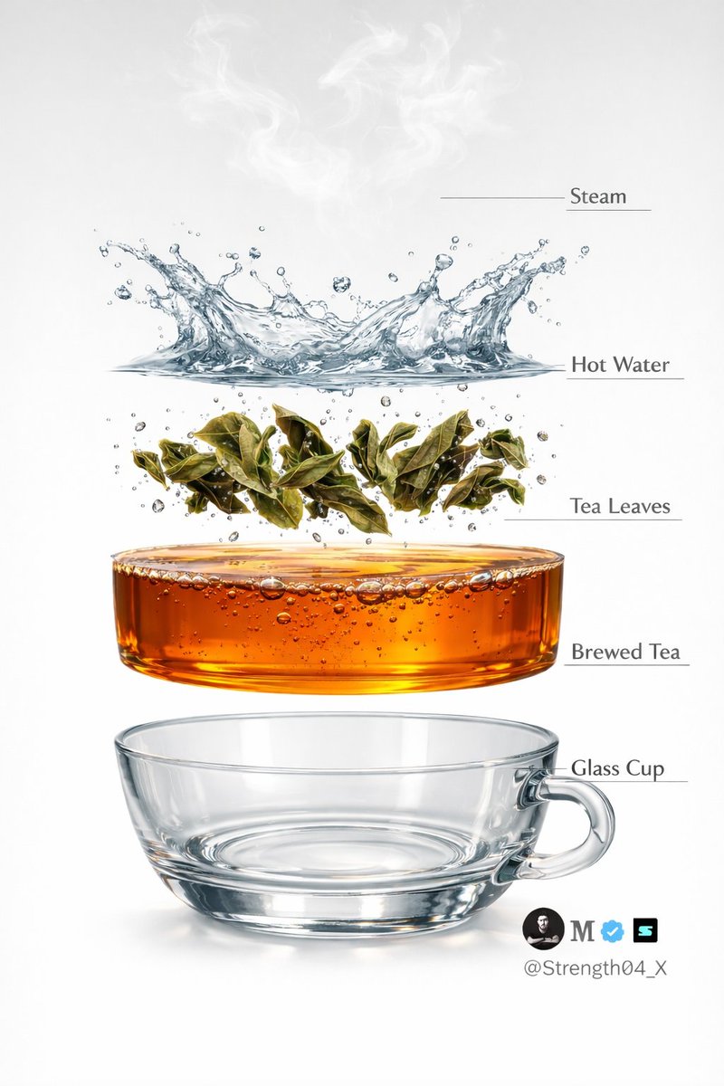 Hyper-realistic Tea Photography Prompts (Still Life and Exploded View) AI image template preview