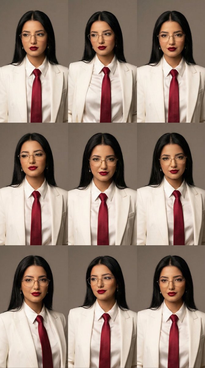 High-Fashion Editorial Portrait Grid with Glasses AI image template preview