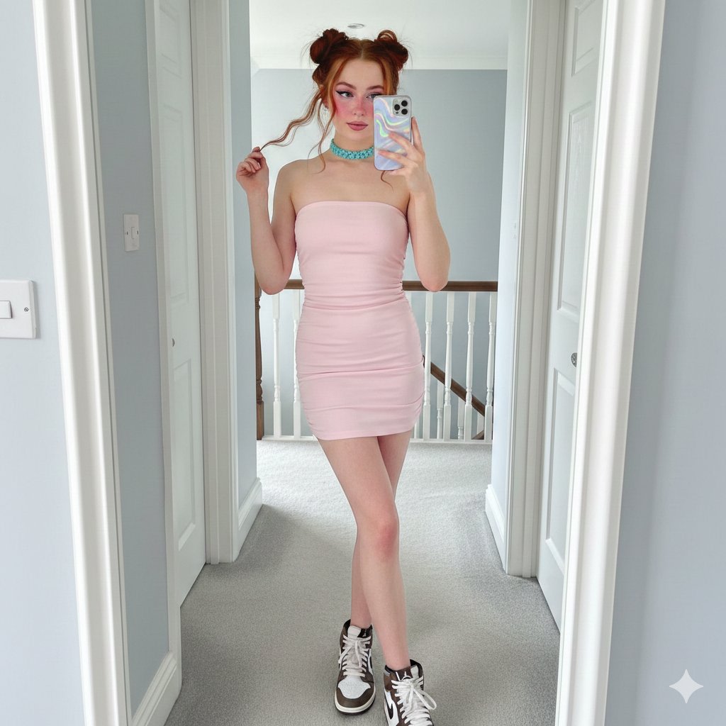 Sadie Sink E-Girl Mirror Selfie Prompt AI image template preview