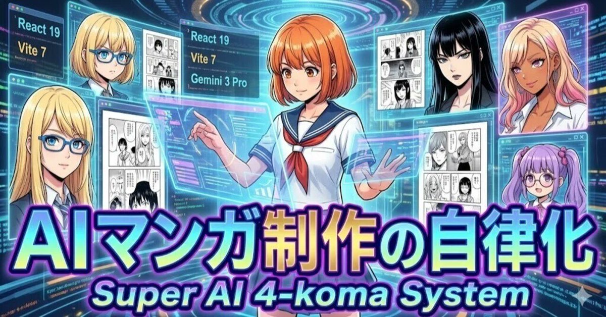 Autonomous AI 4-Panel Manga Generation System Prompt AI image template preview
