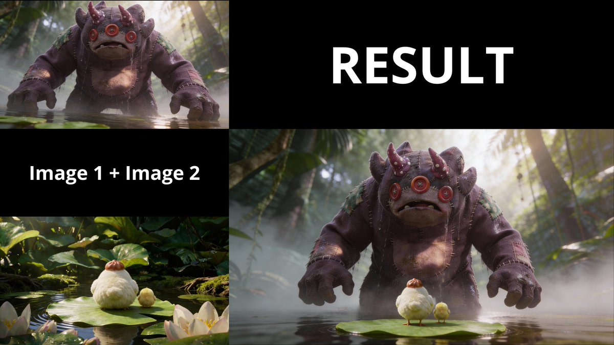 3D Animated Scene of Chicks and a Monster on Lily Pads AI image template preview