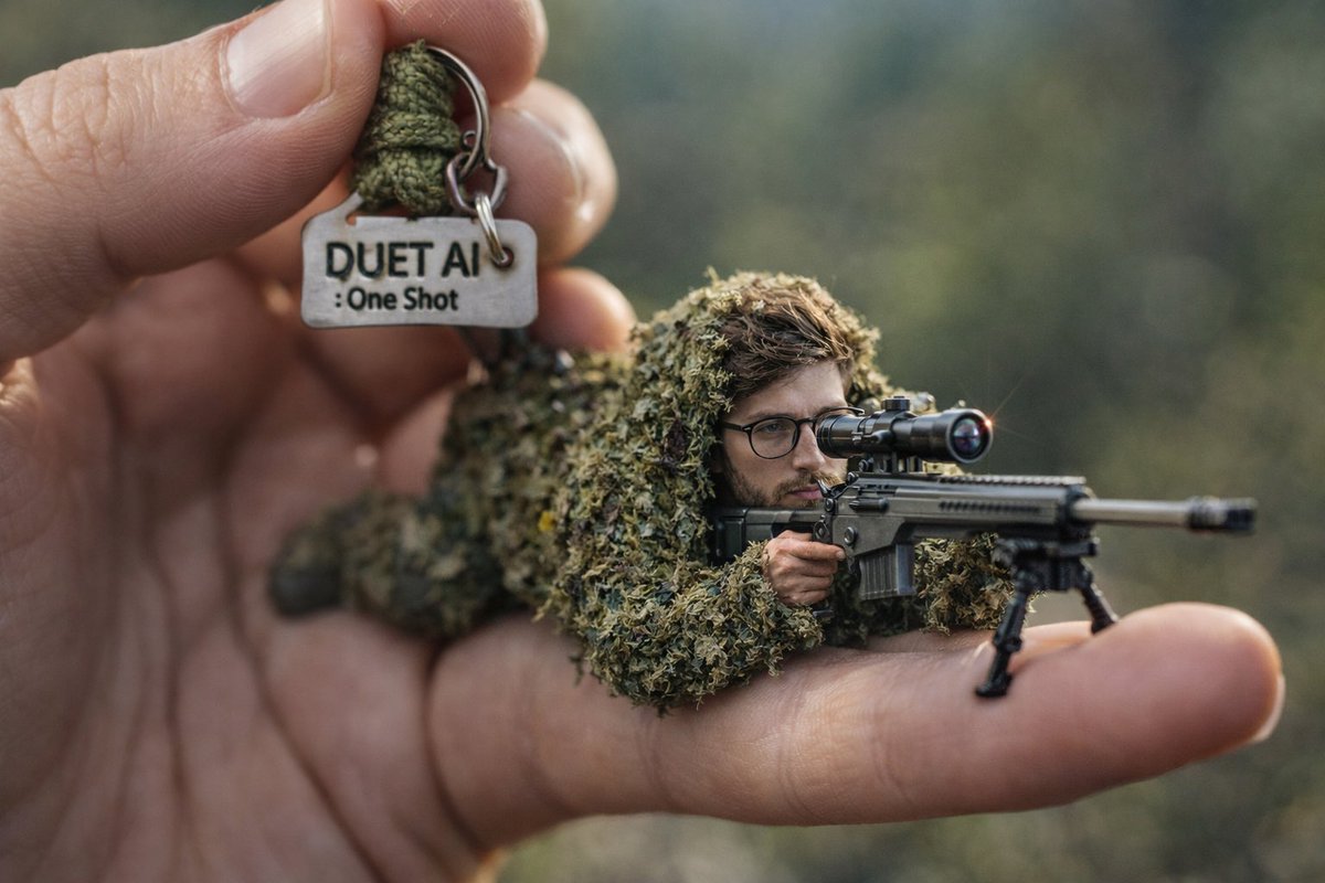 Macro Shot of Miniature Sniper Scene AI image template preview