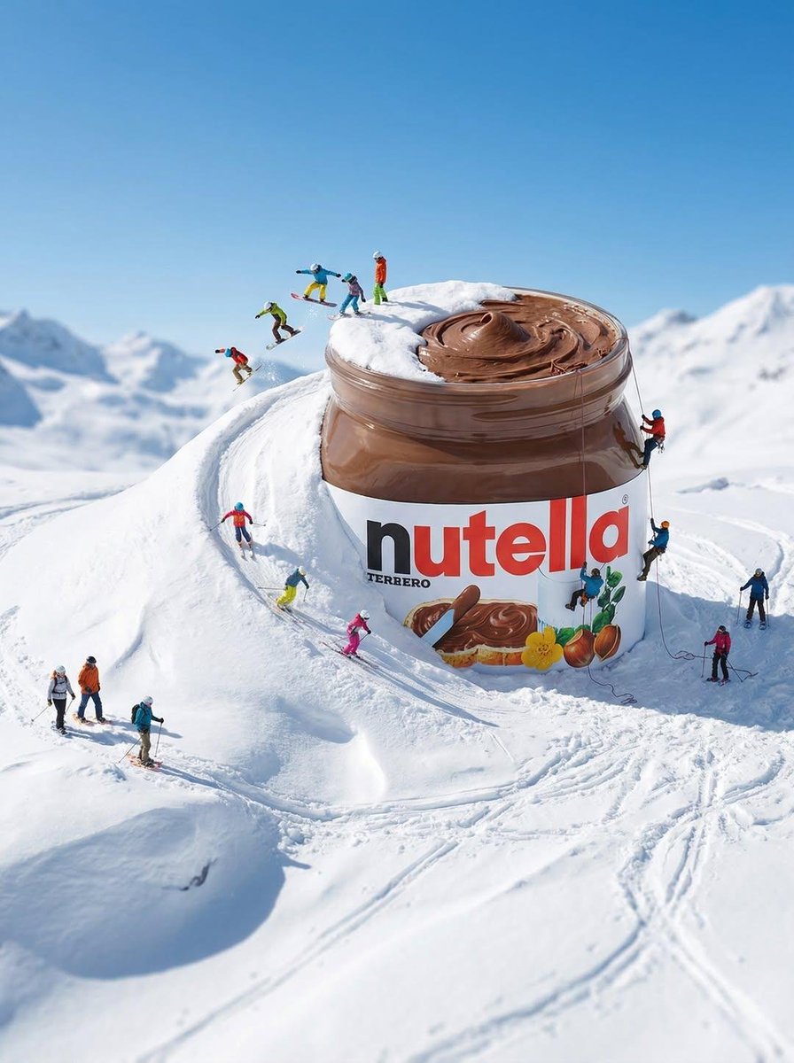 Gigantic Product Buried in Snow with Miniature Explorers AI image template preview