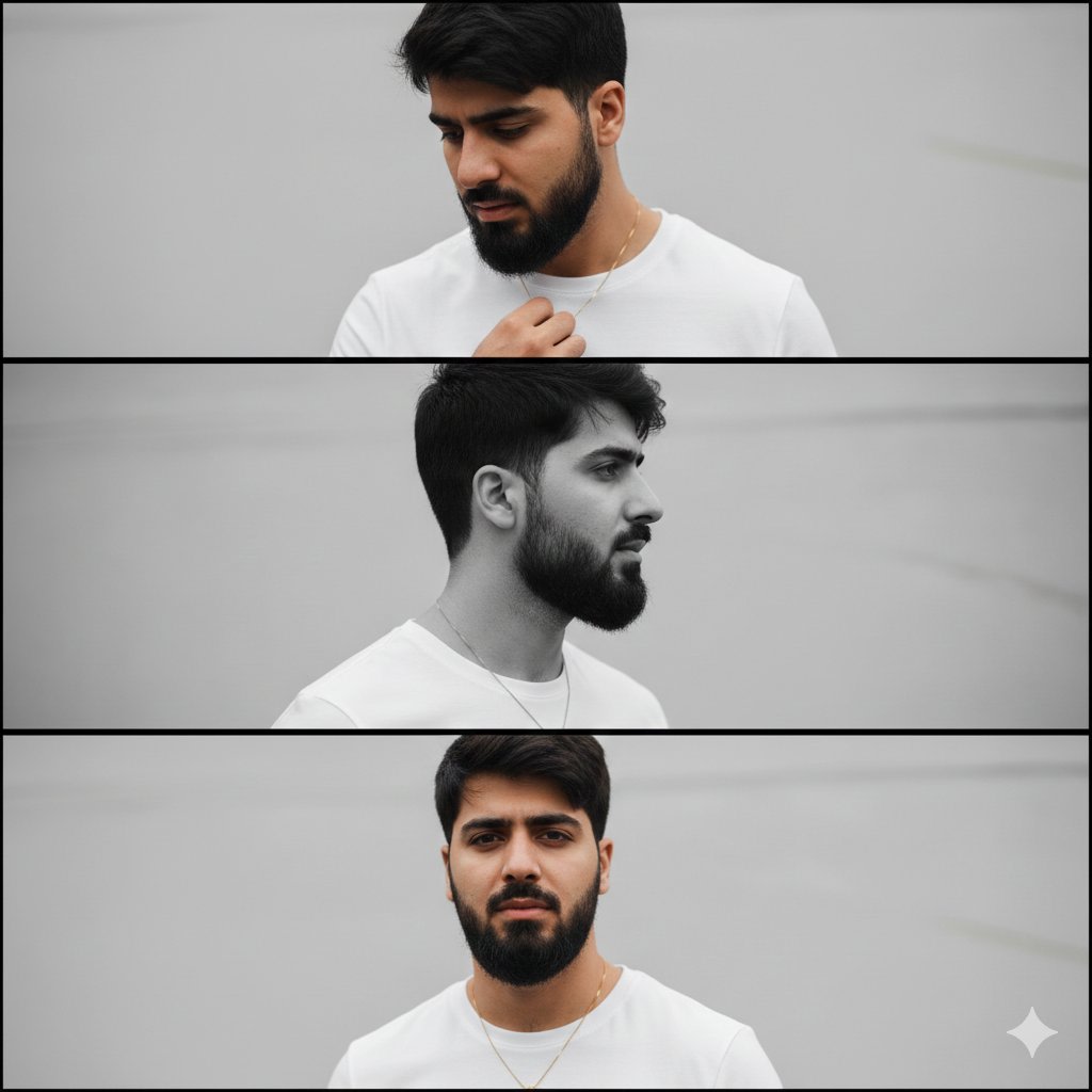 Minimalist Monochrome Fashion Triptych AI image template preview