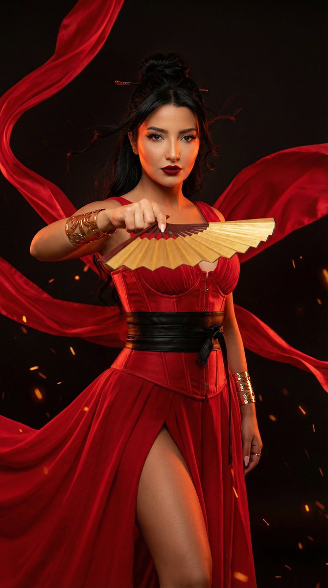 Cinematic Warrior Goddess Editorial Upgrade AI image template preview