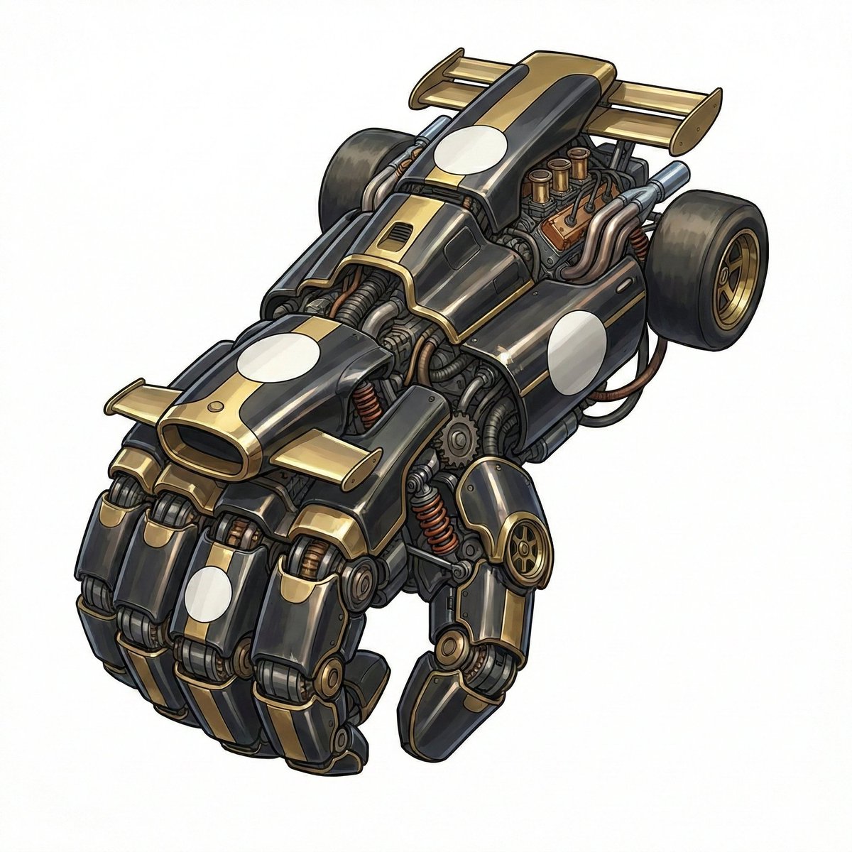 Racing Car Gauntlet Reconstruction Prompt AI image template preview