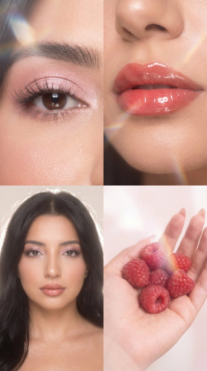 Strawberry Milk Glass Lens Beauty Quad Prompt AI image template preview