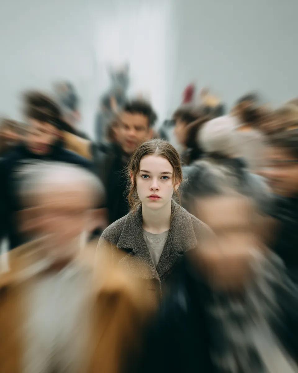 Cinematic Portrait with Radial Motion Blur AI image template preview