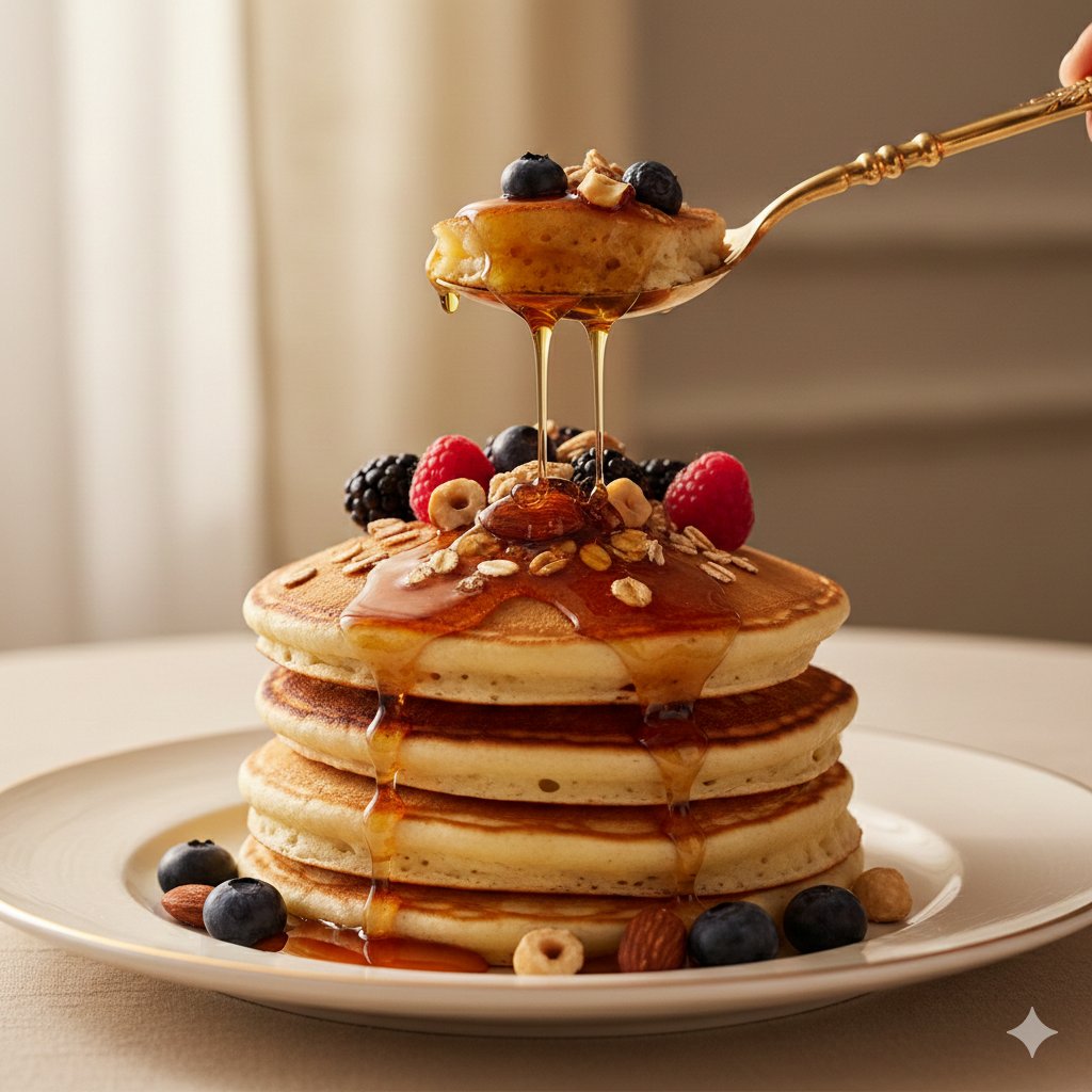Ultra-Luxury Pancake Commercial Scene AI image template preview