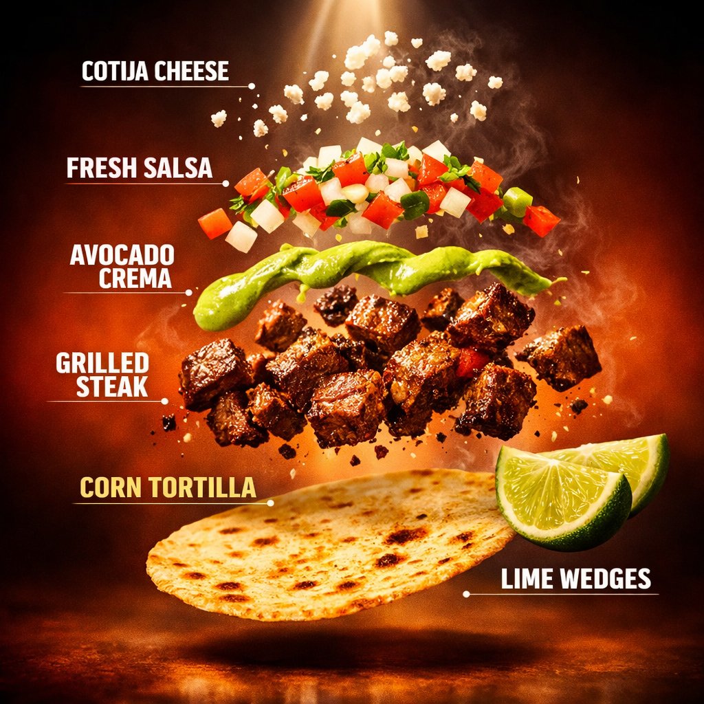 Exploded Tacos Commercial Visualization AI image template preview