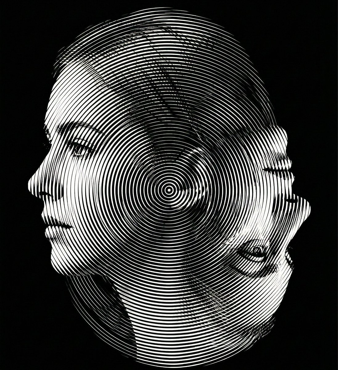 Dual-Orientation Optical Illusion Portrait AI image template preview