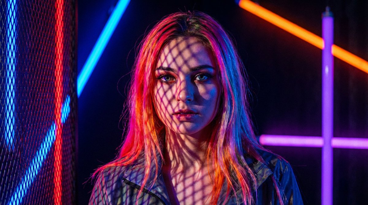 Neon Light High-Contrast Portrait Template AI image template preview