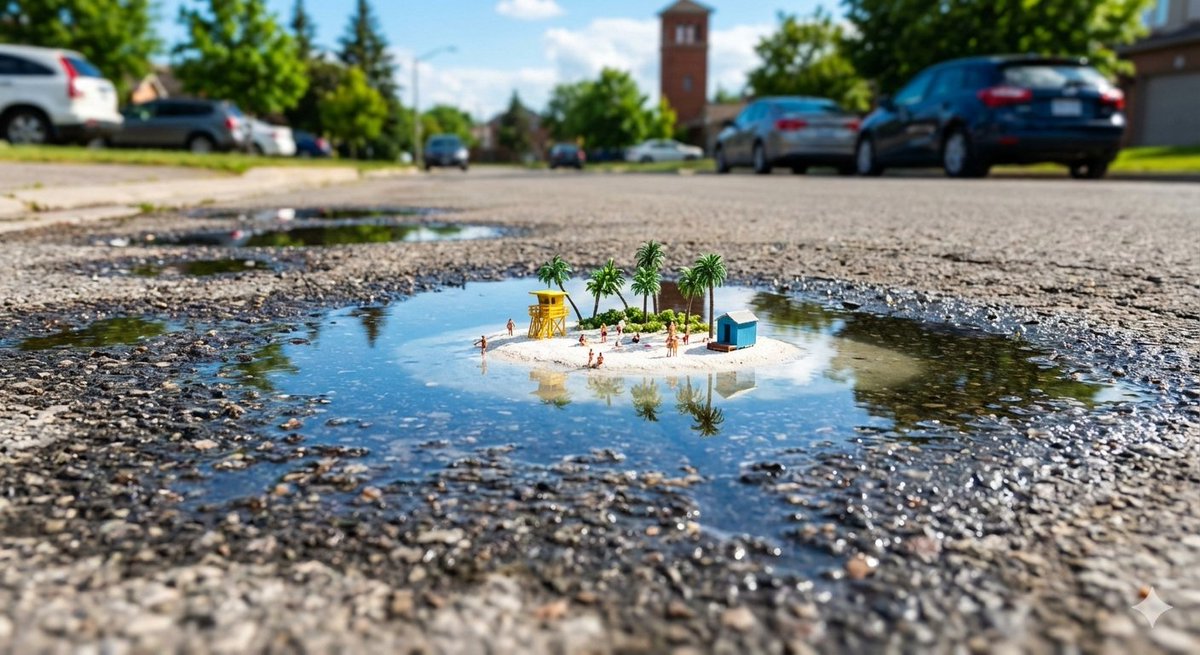 Tropical Island in a Puddle Prompt AI image template preview