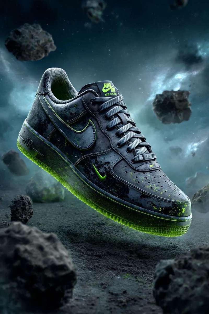 Cosmic Nike Air Force Shoe Carved from Meteorite AI image template preview