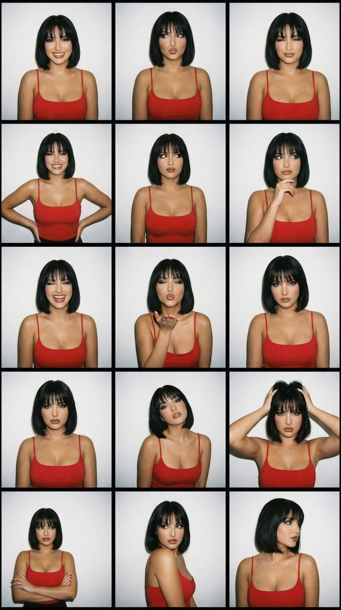 2000s Photobooth Contact Sheet Grid Prompt AI image template preview