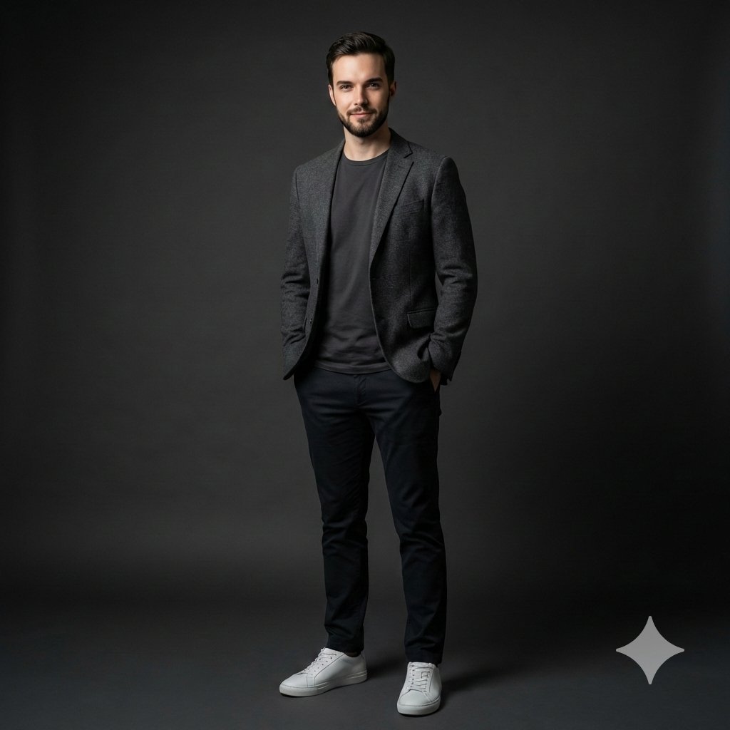 Photorealistic Studio Portrait Prompt for Male Model AI image template preview