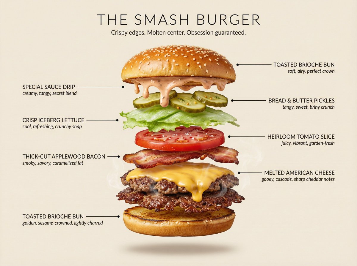 Hyperrealistic Exploded Ingredient Stack Diagram AI image template preview