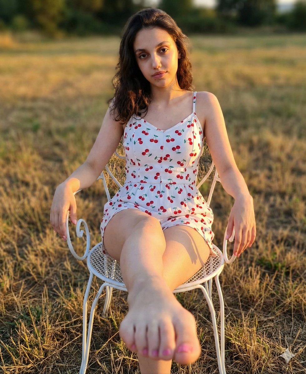 Golden Hour Romper and Bare Foot Prompt AI image template preview