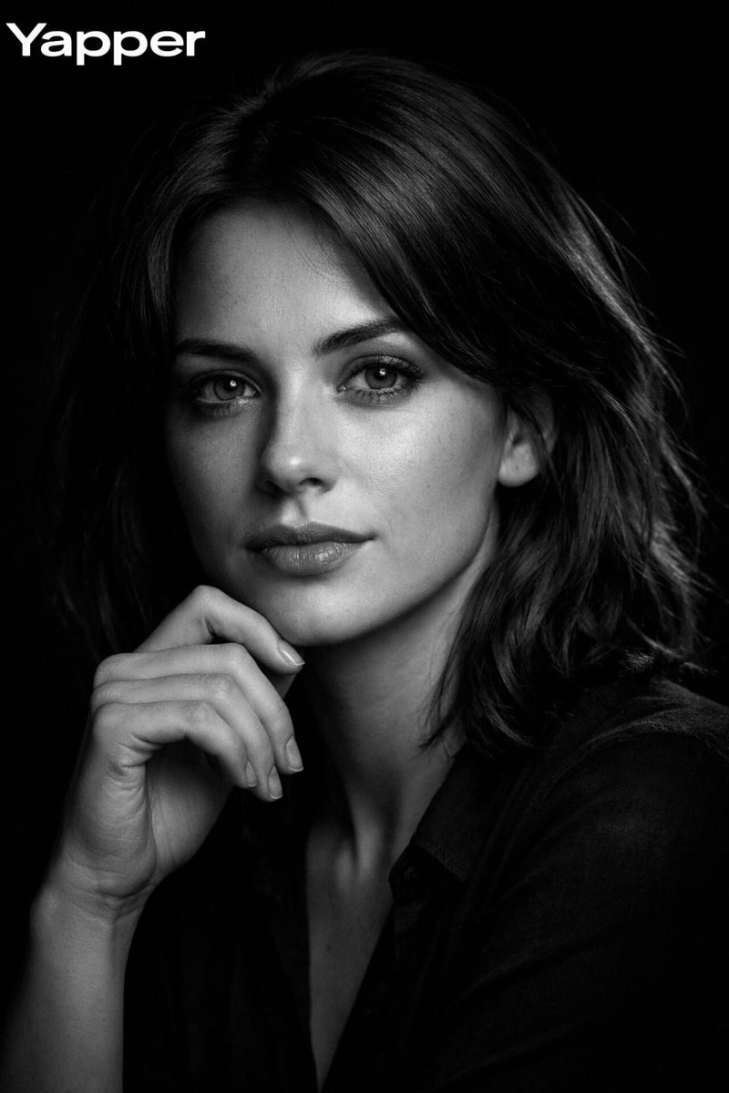 High-Contrast Black-and-White Cinematic Portrait AI image template preview