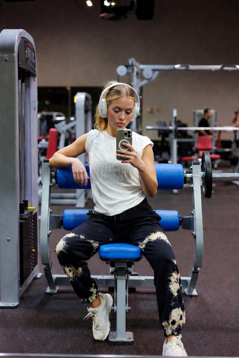 Blue Seat Gym Mirror Selfie Portrait AI image template preview