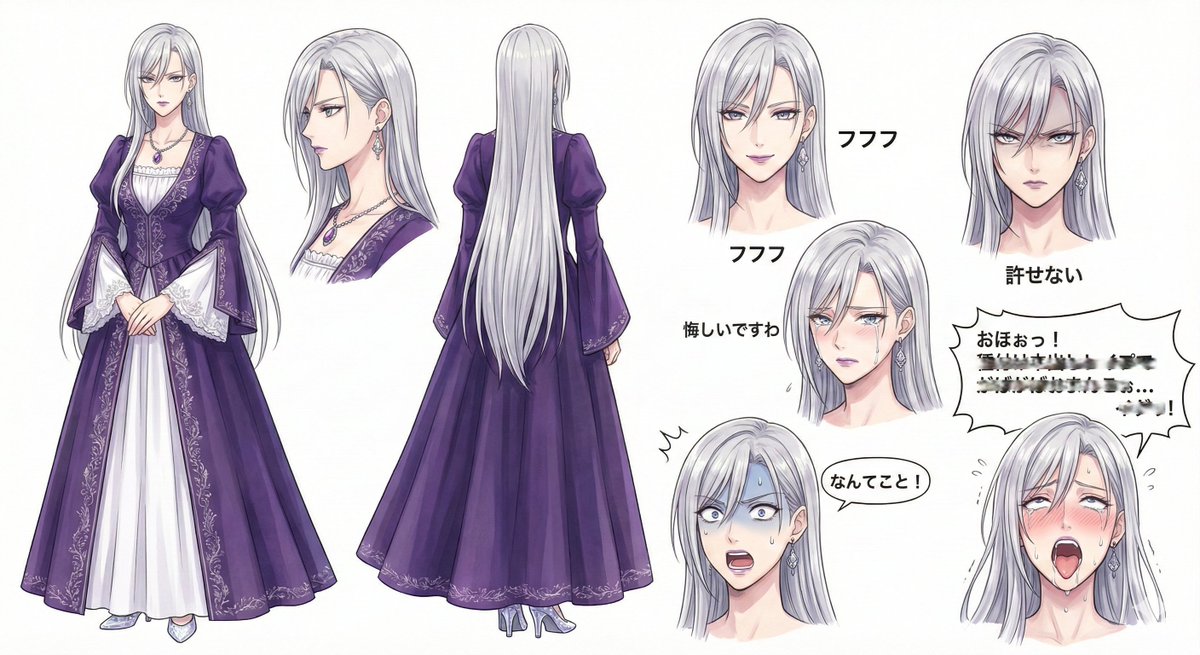 Character Design Sheet for a Villainess AI image template preview