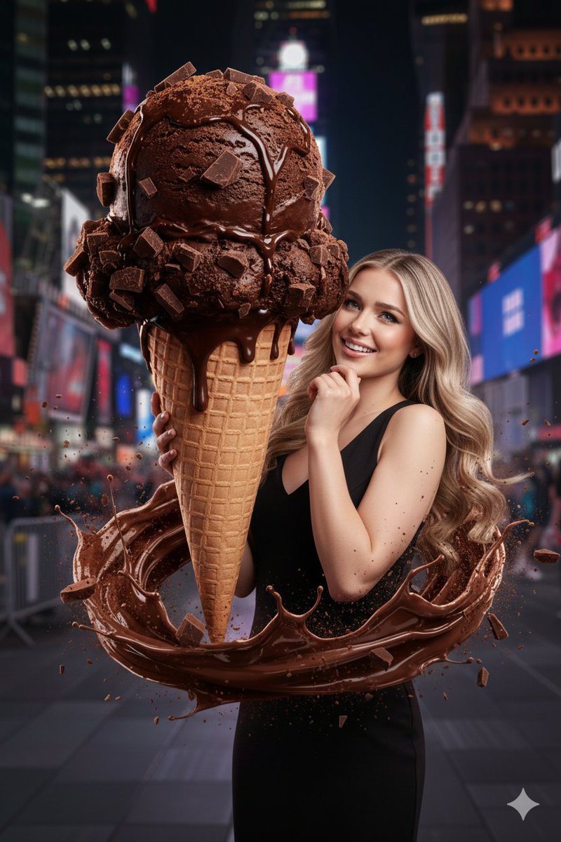 Hyperrealistic Chocolate Ice Cream Commercial Prompt AI image template preview