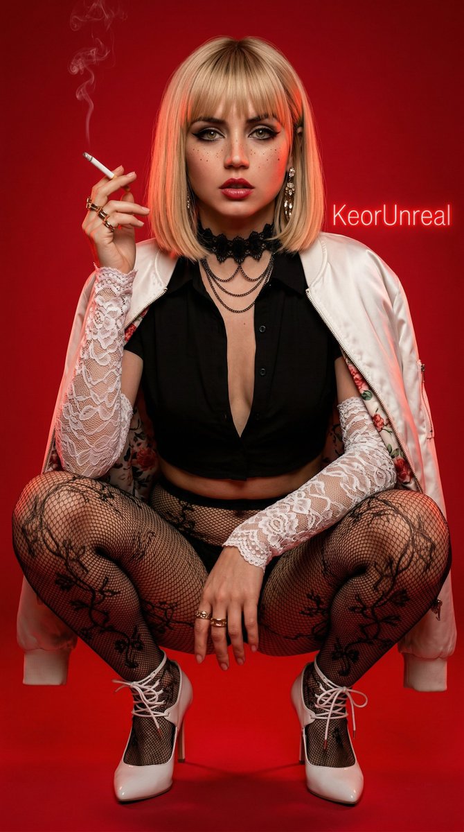 Edgy Fashion Portrait of a Smoking Celebrity AI image template preview