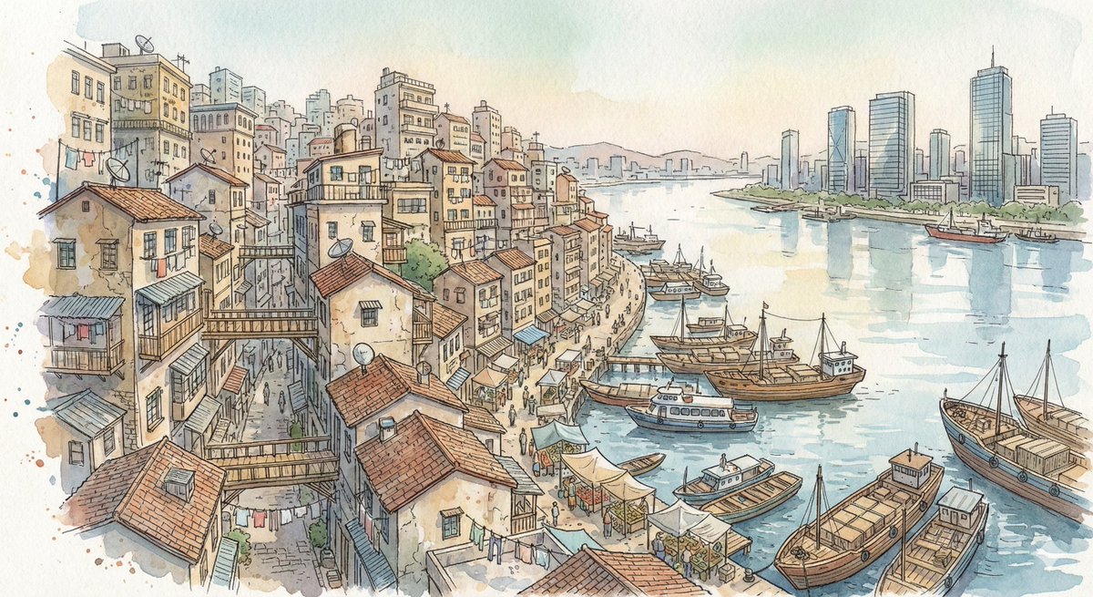 Fantasy Watercolor City Illustration Prompt AI image template preview