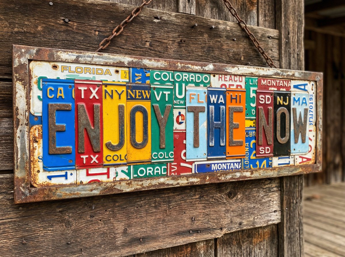 Distressed License Plate Sign AI image template preview