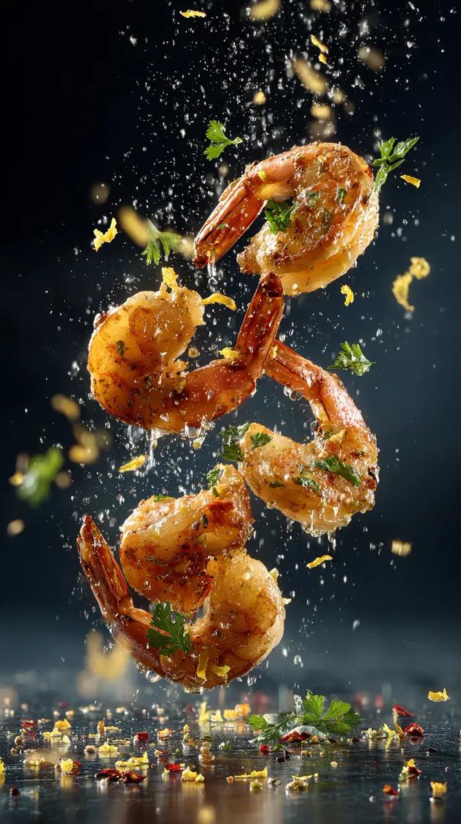 Ultra-Realistic Garlic Butter Shrimp Ad AI image template preview