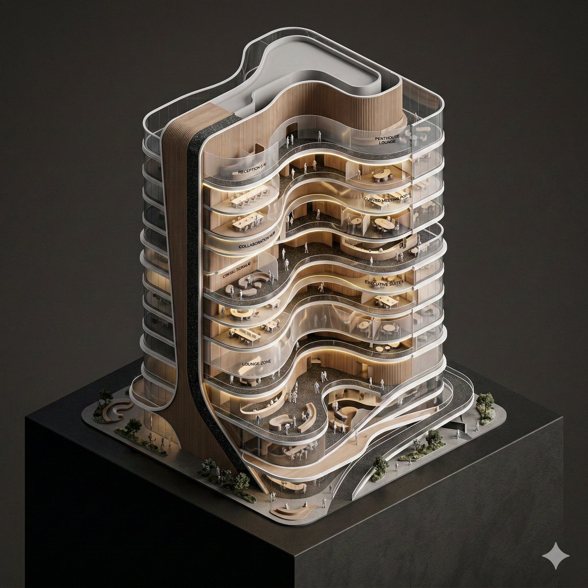 Conceptual Isometric Office Tower Model AI image template preview