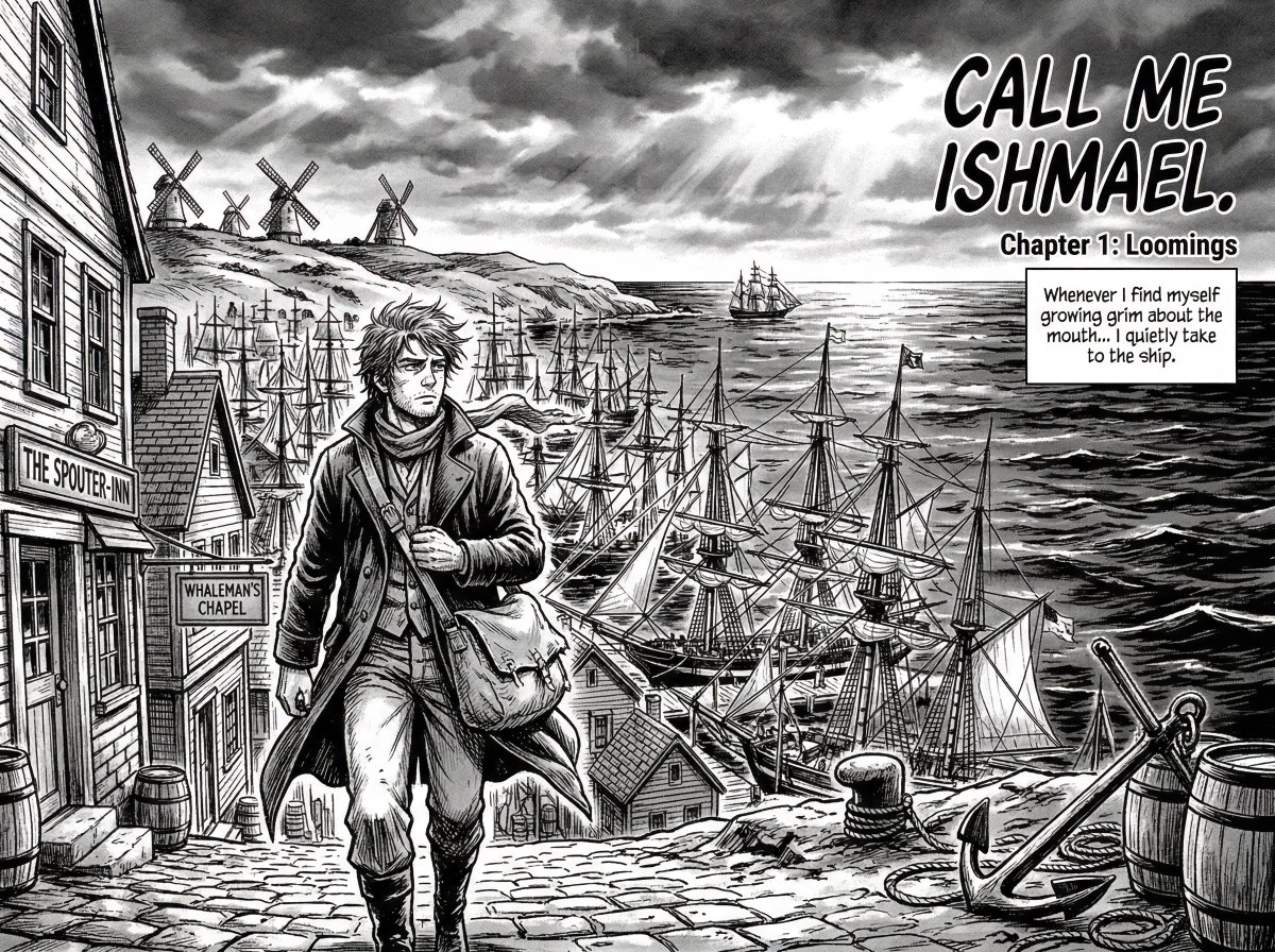 Manga Retelling of a Novel Opening AI image template preview
