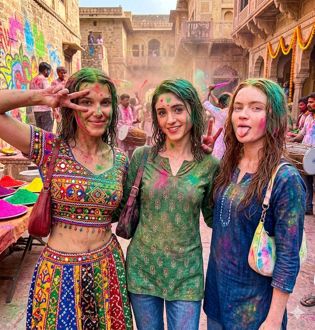 Holi Festival Cinematic Photojournalism AI image template preview