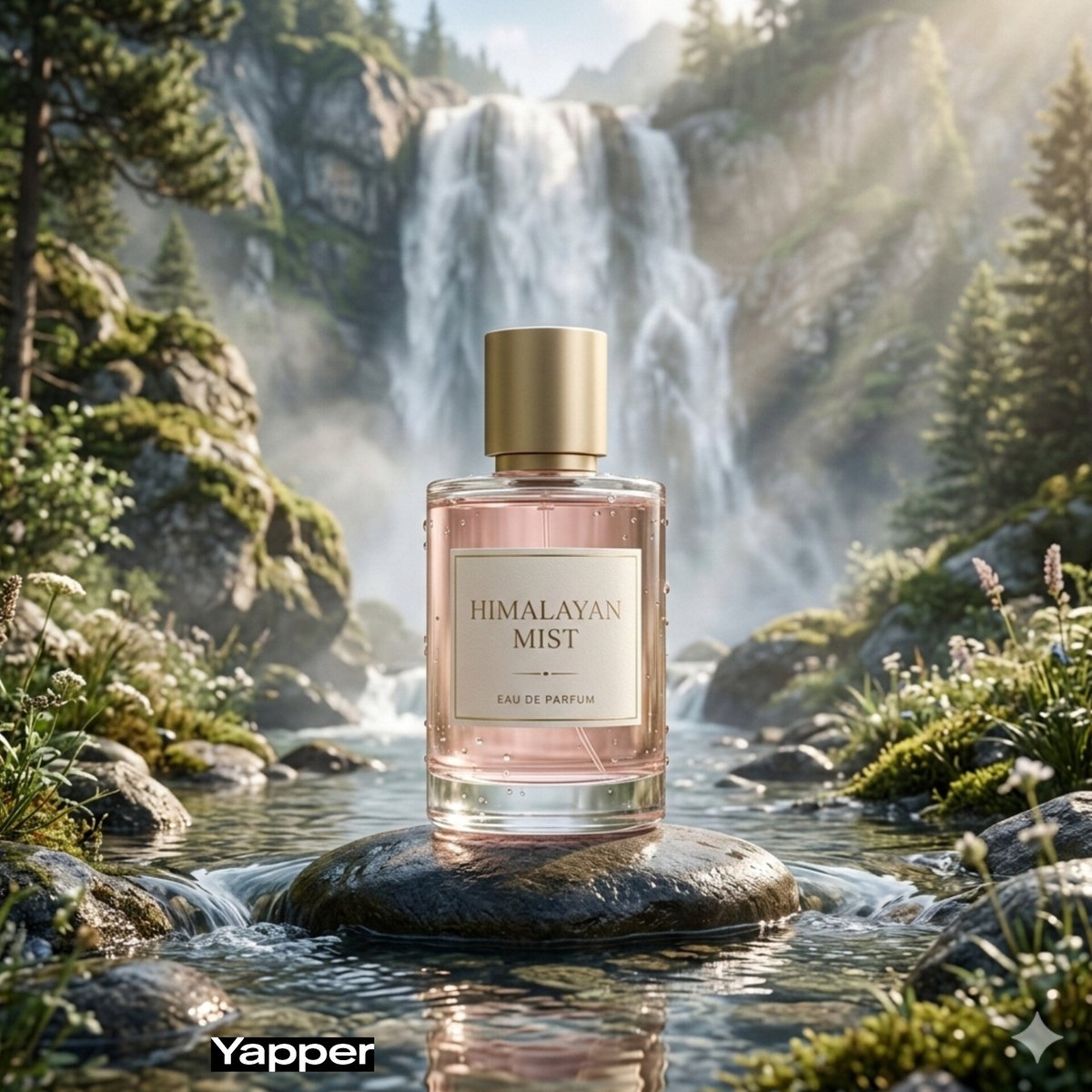 Dreamy Luxury Perfume Photography in Nature Prompt AI image template preview