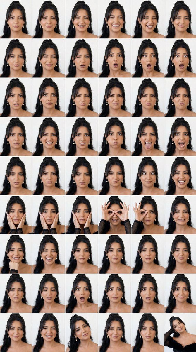 48-Panel Studio Expression Contact Sheet AI image template preview