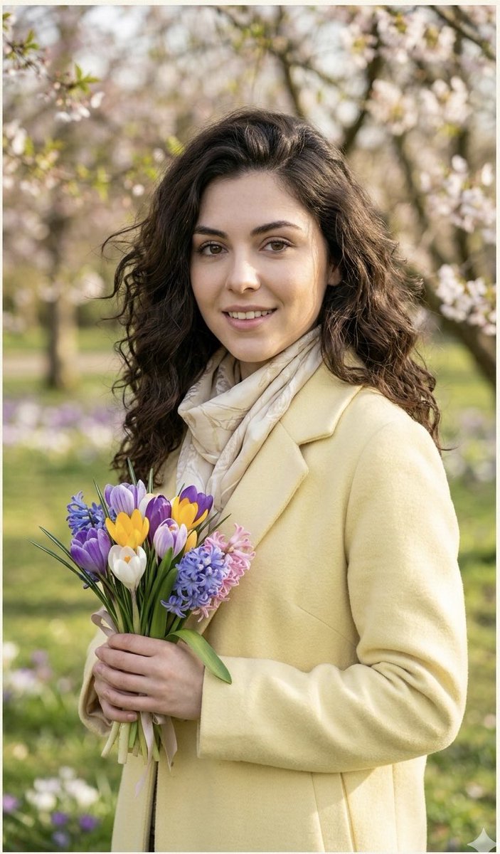 Realistic Spring Greeting Card Portrait AI image template preview