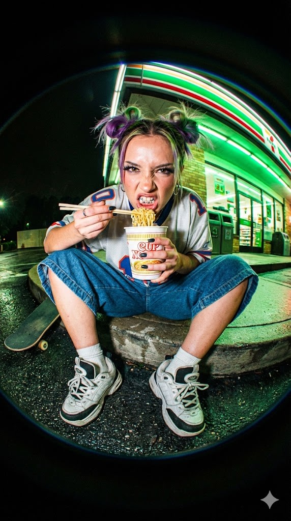 Extreme Fisheye Streetwear Portrait AI image template preview
