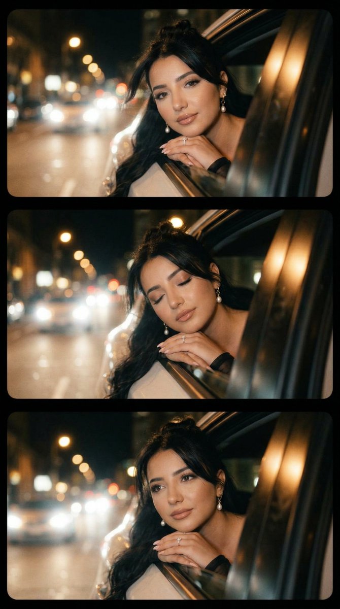 Cinematic Night Drive Filmstrip Prompt AI image template preview