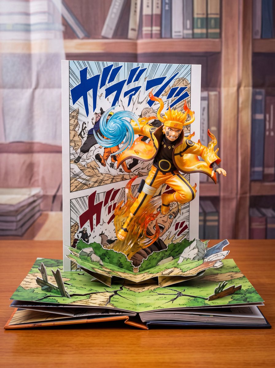 Uzumaki Naruto Pop-Up Book Prompt AI image template preview