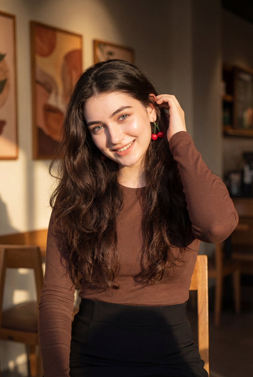 Golden Hour Portrait of a Smiling Young Woman AI image template preview