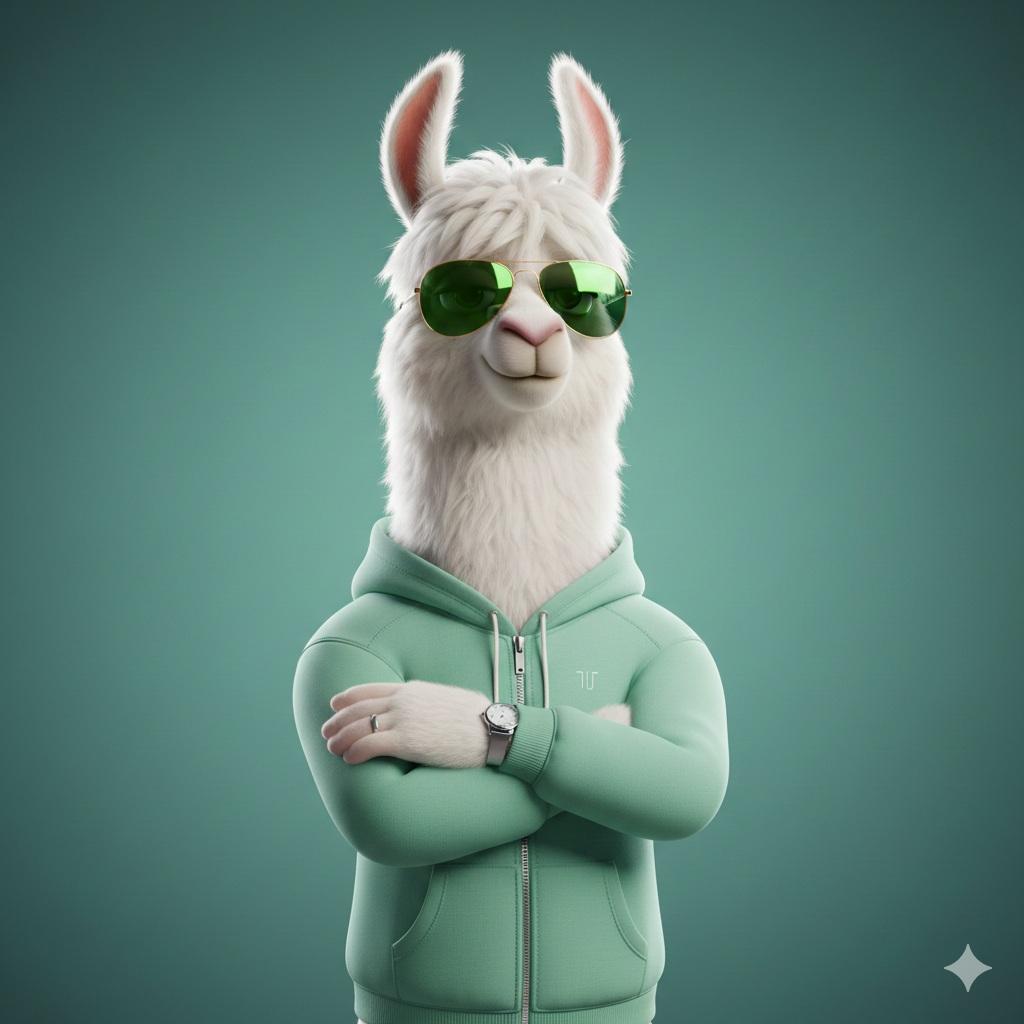 Stylized 3D Llama Character in Streetwear AI image template preview