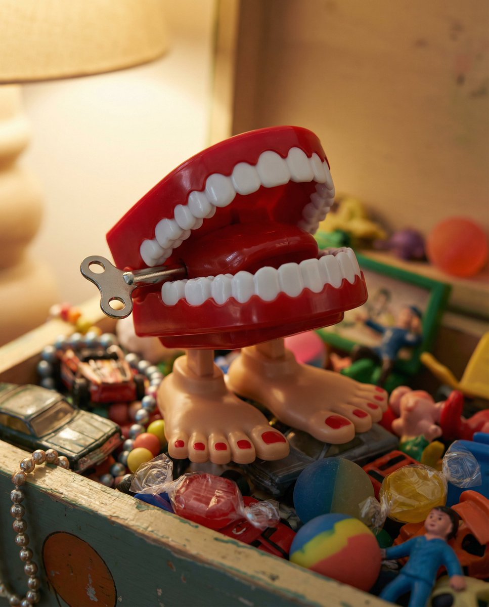 Whimsical Chattering Teeth Scene Prompt AI image template preview