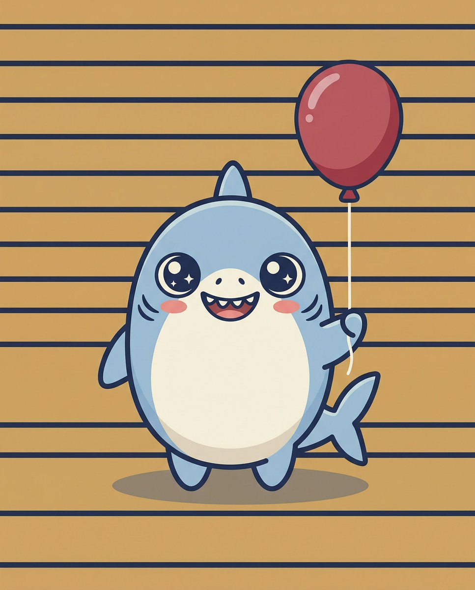 Kawaii Great White Shark Vector Prompt AI image template preview