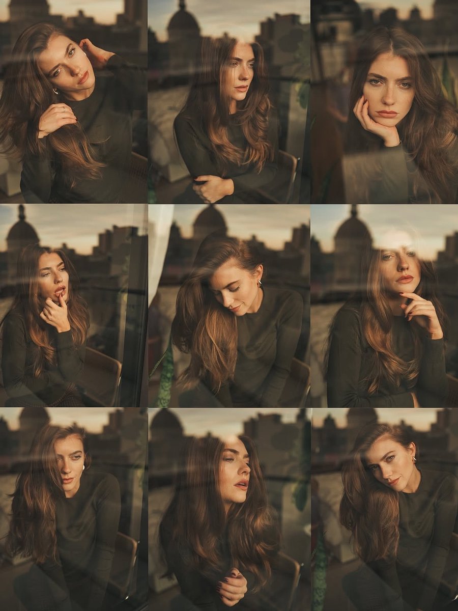 Cinematic Portrait Series by Window at Golden Hour AI image template preview