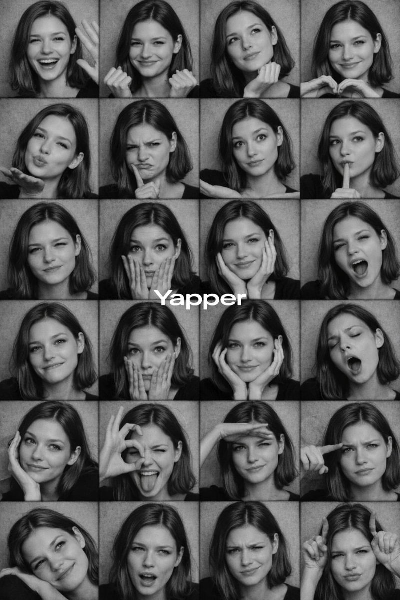 Black and White Photobooth Expression Grid Prompt AI image template preview