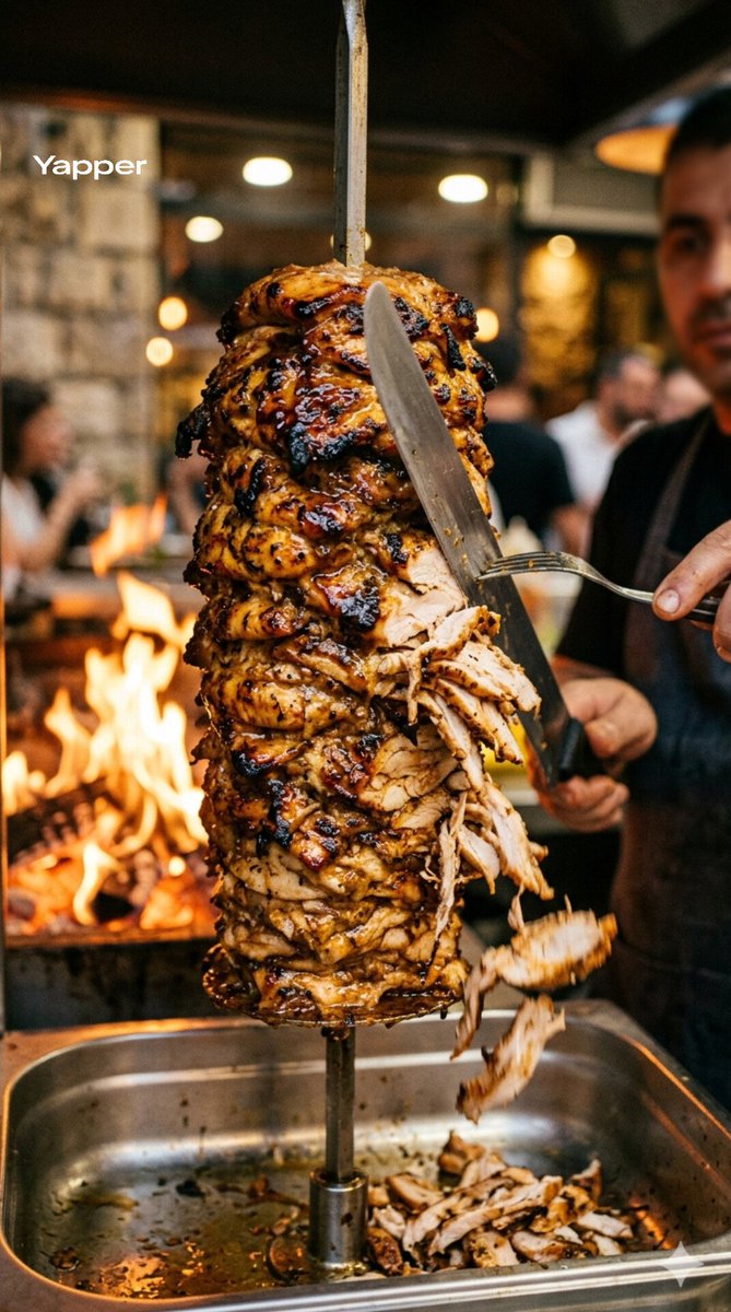 Cinematic Shawarma Rotisserie Shot AI image template preview